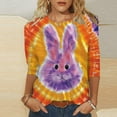 thumbnail image 1 of Cavosen Happy Easter 3/4 Sleeve Blouses for Women Summer Bunny Tie Dye Print Pullover Shirts Crewneck Festival Tops Vacation Holiday Tee Shirts Loose Dressy Stylish T Shirts XL, 1 of 5