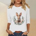 thumbnail image 1 of Cavosen Happy Easter 3/4 Sleeve Tops for Women Dressy Summer Bunny Floral Print Pullover Shirts Round Neck Holiday Blouse Vacation Festival T Shirts Loose Stylish Tees White XL, 1 of 6