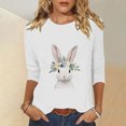 thumbnail image 1 of Cavosen Happy Easter 3/4 Sleeve Womens Tops Summer Cute Bunny Print Pullover Shirts Round Neck Holiday Blouse Vacation Festival T Shirts Loose Dressy Trendy Going out Tees White L, 1 of 6