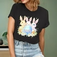 thumbnail image 1 of Cavosen Happy Easter Casual Shirts for Women Short Sleeve Summer Bunny Eggs Print Pullover Blouse Crewneck Holiday Tops Vacation Festival Tee Shirts Loose Dressy T Shirts Black L, 1 of 5