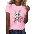 thumbnail image 1 of Cavosen Happy Easter Dressy Blouses for Women Short Sleeve Summer Bunny Print Pullover Shirts Round Neck Holiday Tops Vacation Festival T Shirts Loose Fashion Tees Pink S, 1 of 4
