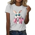 thumbnail image 1 of Cavosen Happy Easter Dressy Tops for Women Short Sleeve Summer Cute Bunny Print Pullover Blouse Round Neck Festival Shirts Vacation Holiday T Shirts Loose Trendy Tees Gray L, 1 of 4