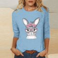 thumbnail image 1 of Cavosen Happy Easter Women Tops 3/4 Sleeve Tops Summer Cute Bunny Print Pullover Blouse Round Neck Holiday Shirts Vacation Festival T Shirts Loose Dressy Fashion Tees Blue L, 1 of 4