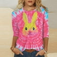 thumbnail image 1 of Cavosen Happy Easter Women's 3/4 Sleeve Tops Crew Neck Summer Plus Size Bunny Tie Dye Print Pullover Blouse Holiday Shirts Vacation Festival T Shirts Loose Dressy Tees 4XL, 1 of 5
