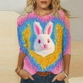 thumbnail image 1 of Cavosen Happy Easter Women's 3/4 Sleeve Tops Crew Neck Summer Plus Size Bunny Tie Dye Print Pullover Shirts Festival Blouse Vacation Holiday T Shirts Loose Dressy Tees 5XL, 1 of 5