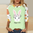 thumbnail image 1 of Cavosen Happy Easter Women's Shirts 3/4 Sleeve Length Summer Bunny Print Pullover Tops Raglan Sleeve Crewneck Festival Blouse Vacation Holiday T Shirts Loose Dressy Green L, 1 of 5