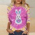 thumbnail image 1 of Cavosen Happy Easter Womens 3/4 Length Sleeve Blouses Summer Bunny Tie Dye Print Pullover Shirts Crewneck Holiday Tops Vacation Festival T Shirts Loose Dressy Fashion Tees M, 1 of 5