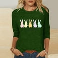 thumbnail image 1 of Cavosen Happy Easter Womens 3/4 Length Sleeve Tops for Summer Bunny Funny Letter Print Pullover Shirts Crewneck Festival Blouse Vacation Holiday T Shirts Casual Dressy Green S, 1 of 5