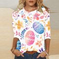 thumbnail image 1 of Cavosen Happy Easter Womens 3/4 Sleeve Shirts Summer Cute Eggs Floral Print Pullover Tops Crewneck Festival Blouse Vacation Holiday T Shirts Loose Dressy Fashion Workout Tees M, 1 of 5