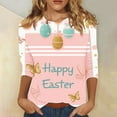 thumbnail image 1 of Cavosen Happy Easter Womens 3/4 Sleeve T Shirts Casual Eggs Funny Letter Print Fashion Shirts Crewneck Festival Tops Loose Dressy Holiday Blouse Going out Tees Plus Size 3XL, 1 of 5