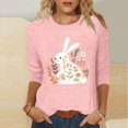 thumbnail image 1 of Cavosen Happy Easter Womens 3/4 Sleeve Tops T Shirts Summer Bunny Print Pullover Shirts Crewneck Festival Blouse Vacation Holiday Tee Shirts Loose Dressy Trendy T Shirts Pink M, 1 of 5