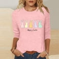 thumbnail image 1 of Cavosen Happy Easter Womens Shirts 3/4 Sleeves Blouse Summer Bunny Funny Letter Print Pullover Shirts Crewneck Holiday Tops Vacation Festival T Shirts Casual Dressy Pink M, 1 of 5
