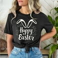 thumbnail image 1 of Cavosen Happy Easter Womens Short Sleeve Tops Dressy Summer Bunny Funny Letter Print Pullover Shirts Crewneck Festival Blouse Vacation Holiday T Shirts Loose Tees Black S, 1 of 5