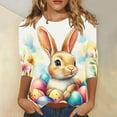 thumbnail image 1 of Cavosen Happy Easter Womens Tops 3/4 Sleeve Crew Neck Bunny Eggs Print Trendy Pullover Shirts Holiday Blouse Loose Dressy Festival T Shirts Religious Going out Summer Tees L, 1 of 5
