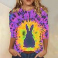 thumbnail image 1 of Cavosen Happy Easter Womens Tops 3/4 Sleeve T Shirt Summer Bunny Tie Dye Print Pullover Shirts Round Neck Festival Blouse Vacation Holiday Tee Shirts Casual Dressy T Shirts L, 1 of 5