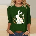 thumbnail image 1 of Cavosen Happy Easter Womens Tops Dressy Casual 3/4 Sleeve Summer Cute Bunny Print Pullover Blouse Crewneck Holiday Shirts Vacation Festival T Shirts Loose Trendy Tees Green S, 1 of 5