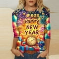 Cavosen Happy New Year Blouses for Women 3/4 Sleeve Festival 2025 Happy
