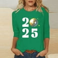 Cavosen Happy New Year Womens 3/4 Length Sleeve Tops Crew Neck Festival