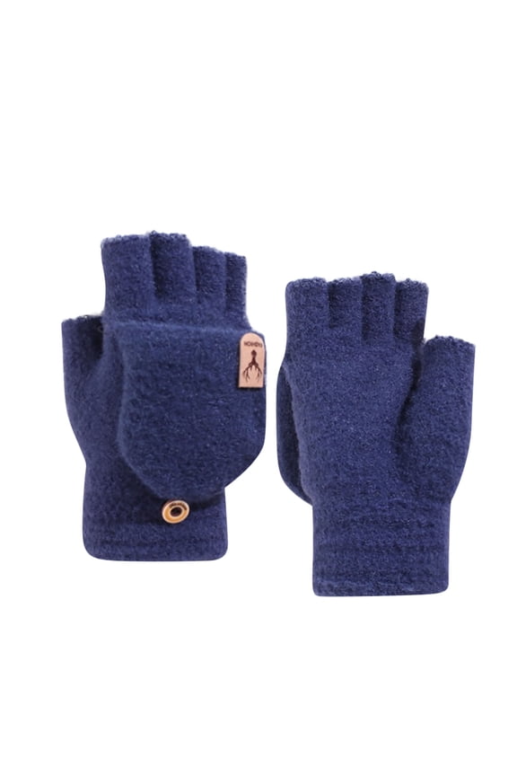 Heated Gloves for Men Half Finger Windproof Flip Top Thicken Comfortable Elastic Cuff Mittens