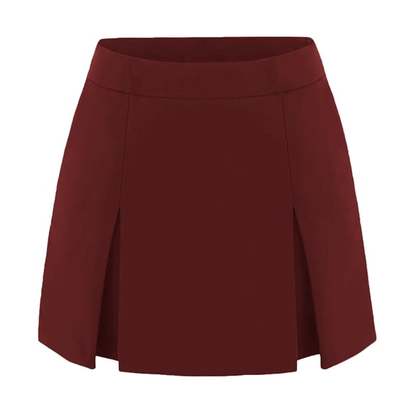 Cavosen High Waisted Skirt Stretch Solid Elastic Waist Mini Skirt Ladies Office Soft Summer Skirt Wine L
