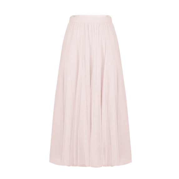 Cavosen High Waisted Skirts for Women Flowy Loose Solid Pleated Elastic Waist Long Skirt Ladies Casual Breathable Summer Skirt Beige M