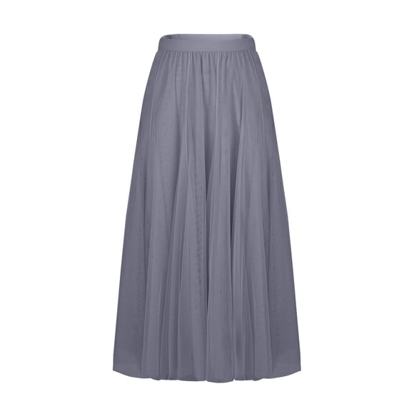 Cavosen High Waisted Skirts for Women Flowy Loose Solid Pleated Elastic Waist Long Skirt Ladies Casual Breathable Summer Skirt Gray L