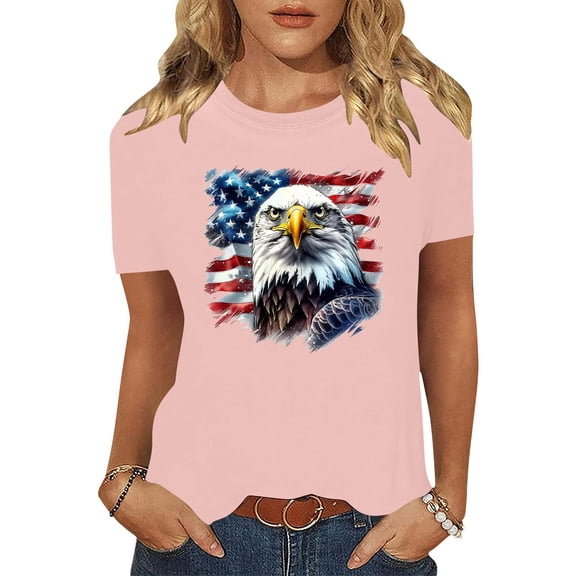 Cavosen Independence Day Clothes Women Plus Size Patriotic Short Sleeve Crewneck Tops USA Star Striped Print T Shirts Lady 2X Independence Day Casual Shirts 4th of July Tunic Tees Patriotic Outfits