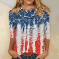 thumbnail image 1 of Cavosen Independence Day Shirts Women Plus Size Red White and Blue 3/4 Sleeve Round Neck T Shirts USA Flag Graphic Tops Lady 2X Patriotic Casual T Shirts Independence Day Tunic Tees Patriotic Blouses, 1 of 5