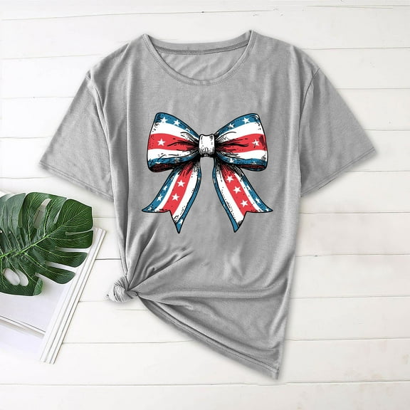 Cavosen Independence Day T Shirt Women Petite Independence Day Short Sleeve Crew Neck Shirts American Flag Graphic Tops Lady M 4th of July Casual T Shirts Red White and Blue Tunic Tees