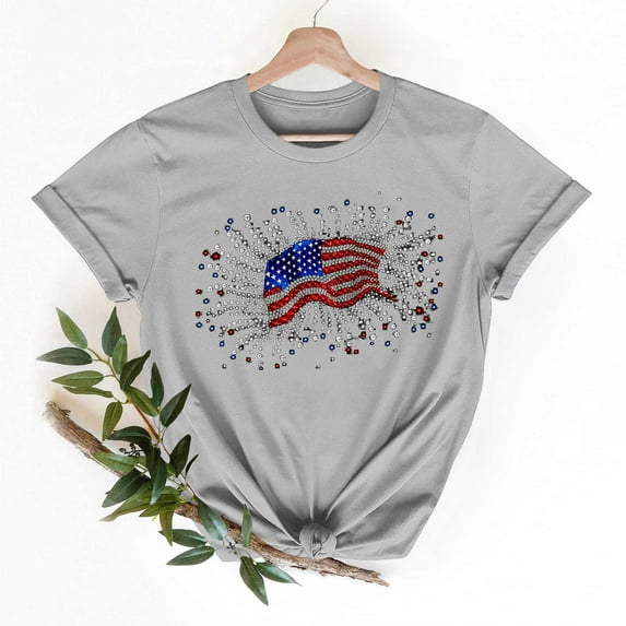 Cavosen Independence Day T Shirt Women Petite Patriotic Short Sleeve Crewneck Tops American Flag Print T Shirts Lady M Independence Day Casual Tops Funny 4th of July Tunic Tees 2025 Patriotic Clothes