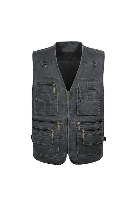 Jacket Men Lightweight Windproof Sleeveless V Neck Cotton Cargo Vest Thermal Solid Packable Coat Winter Soft Travel Tops with Pocket
