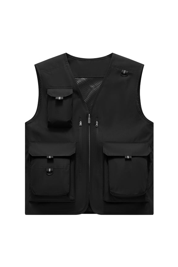 Jacket for Men Lightweight Dry Faster Sleeveless Cargo Vest Thermal Solid Coat Fall Breathable Hiking Travel Tops with Pocket