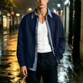 thumbnail image 1 of Cavosen Jackets for Men Long Sleeve Lapel Button Down Loose Jacket Solid Casual Lightweight Fall Outfits, 1 of 8