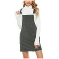 thumbnail image 1 of Cavosen Jumper Dresses for Women Gray Sleeveless Jumper Dress Midi Fashion Zipper Buckle Adjustable Overall Dress Plain Casual Dress Square Neck Dress with Pocket Trendy Clothes XL, 1 of 5