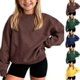 thumbnail image 1 of Cavosen Kid's Sweatshirts Cotton Cute Long Sleeve Crew Neck Cropped Pullover Solid Casual Comfortable Coats Youth Fashion Outerwear Tops, 1 of 7