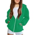 thumbnail image 1 of Cavosen Kids Lightweight Sweatshirt Girls Boys Children Long Sleeve Hooded Sweatshirts Full Zipper Solid Hoodies Stylish Sweatshirts Coat with Pocket Soft Clothes Green 7T, 1 of 8
