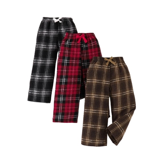 Cavosen Kids Straight Leg Pants Full Length Elastic Waist Pants Plaid Graphic Causual Pants Size 2-7