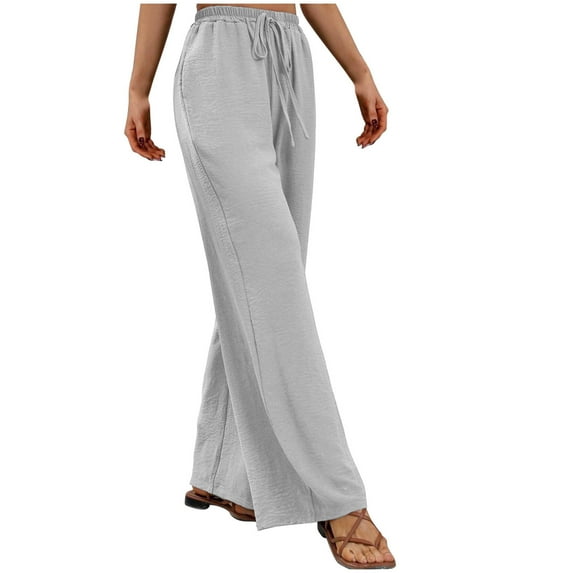 Cavosen Linen Pants Womens High Waisted Wide Legged Pants Plus Size loose Fit Long Pants Lounge Trousers Sweatpants Casual Loose Vintage Pants Workout Pants with Pockets Solid