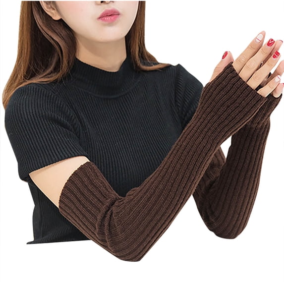 Cavosen Long Cuff for Women Thermal Half Finger Windproof Gauntlets Comfortable Elastic Cuff Mittens