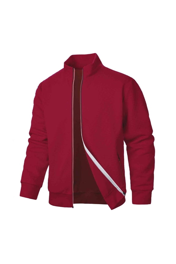 Long Jackets for Men Winproof Stand Collar Jacquard Coat Warm Outdoor Hiking Solid Color Casual Versatile Tops