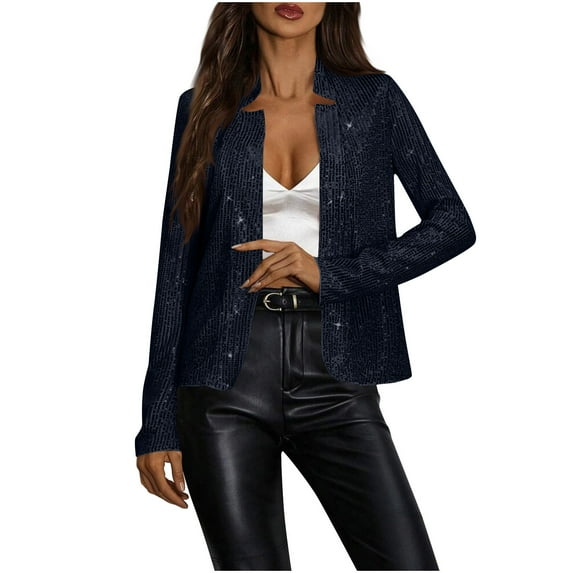 Cavosen Long Sleeve Blouses for Women Sequin Glitter Concert Party Dressy Coat Solid Shirt Loose Fall Trendy Tops