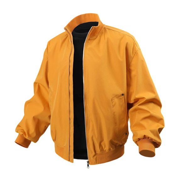 Cavosen Long Sleeve Jackets for Men Lightweight Stand Collar Coat Outdoor Hiking Solid Color Casual Trendy Tops