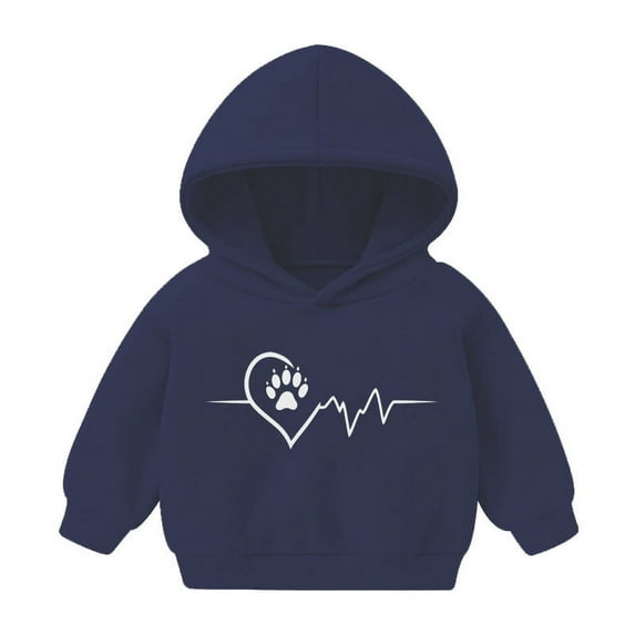 Cavosen Long Sleeve Kids Sweatshirt Girls Boys Toddler to Little Kids Fleece Hooded Pullover Sweatshirts Heart Dog Paw Hoodies Trendy Sweatshirts Coat Lightweight Blue 7T