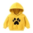 thumbnail image 1 of Cavosen Long Sleeve Kids Sweatshirt Girls Boys Toddler to Little Kids Fleece Hooded Pullover Sweatshirts Dog Paw Print Hoodies Fashion Sweatshirts Coat Lightweight Yellow 5T, 1 of 2