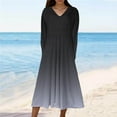 thumbnail image 1 of Cavosen Long Sleeve Maxi Dress Women Gray Trendy Dress High Waist V-Neck Calf Length Long Dress Gradient Casual Dress Flowy Party Dresses Vacation Fall Winter Clothes M, 1 of 5