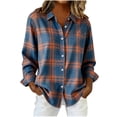 thumbnail image 1 of Cavosen Long Sleeve Sweatshirt for Women Blouses Plaid Lightweight Pullover Soft Fall Orleans Party Tops, 1 of 6