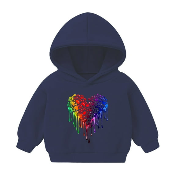Cavosen Long Sleeve Sweatshirts for Kids Girls Boys Toddler to Little Kids Fleece Hooded Pullover Sweatshirts Heart Print Hoodies Trendy Sweatshirts Coat Soft Clothes Blue 3T