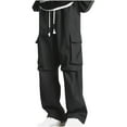 thumbnail image 1 of Cavosen Man Cargo Pants Low waist Trousers with Pockets Solid Elastic Waist Bottoms Drawstring Windbreaker Outdoor Clothes, 1 of 6