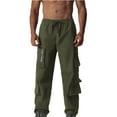thumbnail image 1 of Cavosen Man's Cargo Pants Low waist Trousers with Pockets Solid Elastic Waist Bottoms Windbreaker Trendy Clothes, 1 of 7