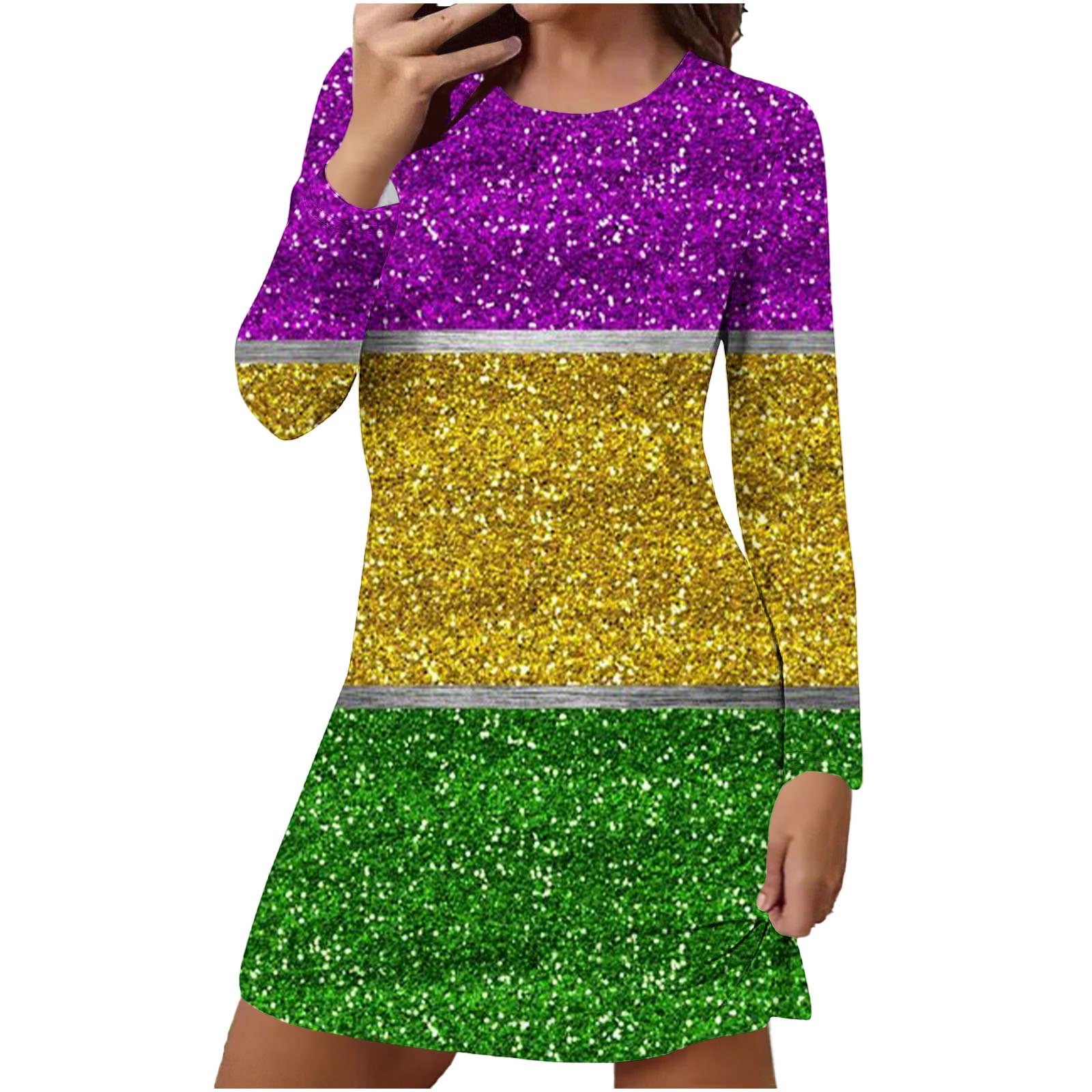 Cavosen Mardi Gras Long Nightgowns for Women Lightweight Nightgown Crew ...